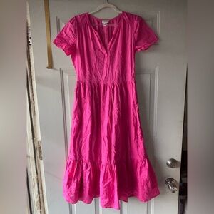 J. Crew hot pink tiered ruffle dress size 0